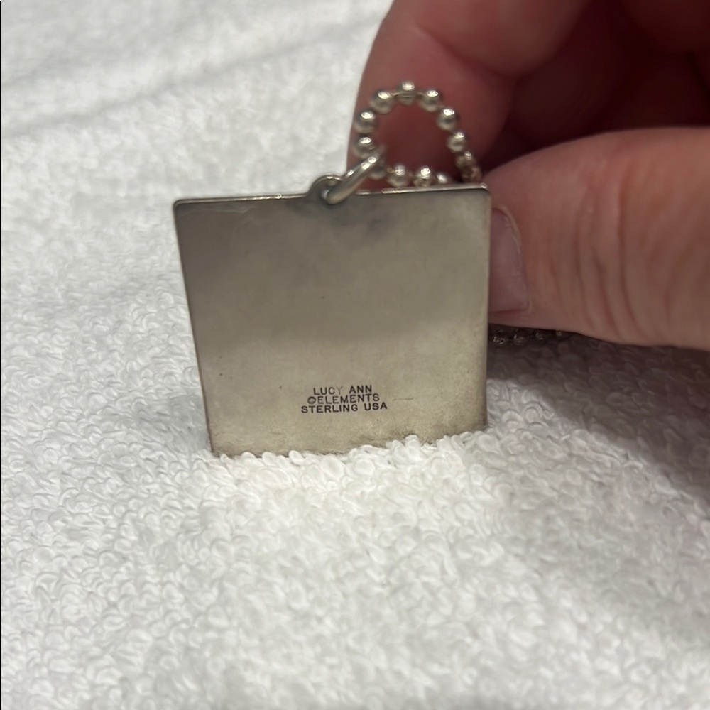Silver Square Pendant with Cartoon Character - Picture 2 of 6